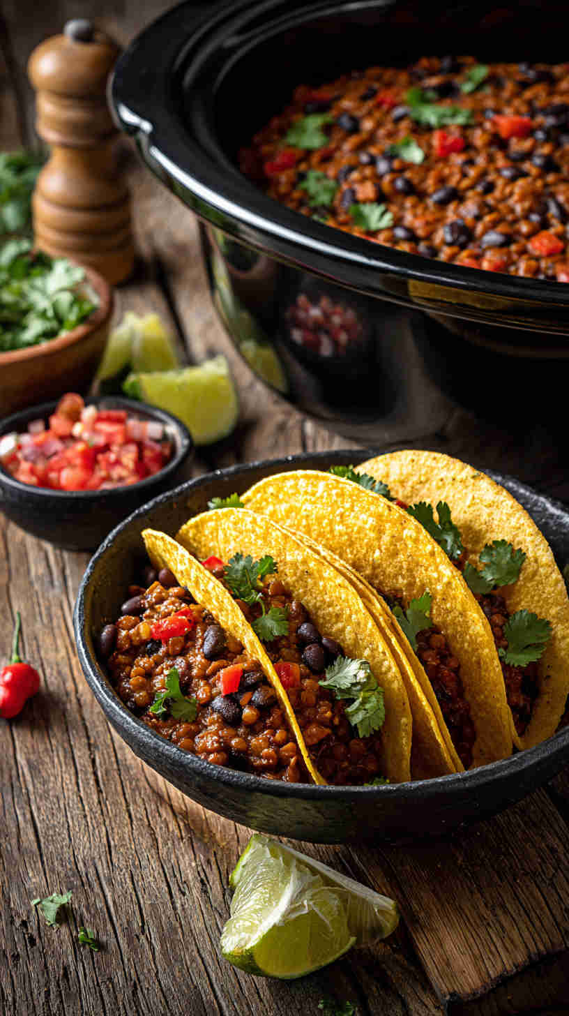 Slow Cooker Lentil & Black Bean Taco Filling