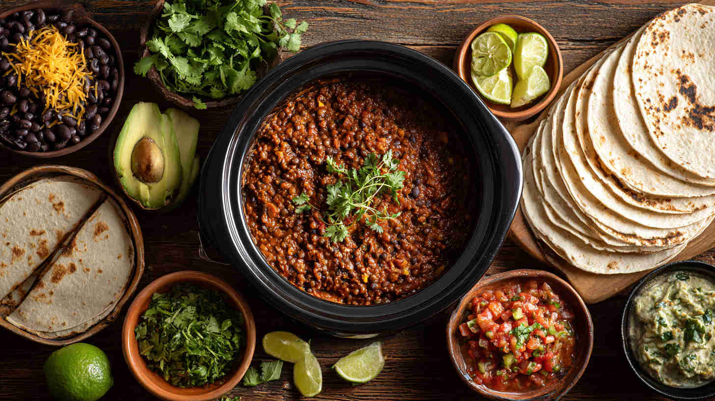 Slow Cooker Lentil & Black Bean Taco Filling