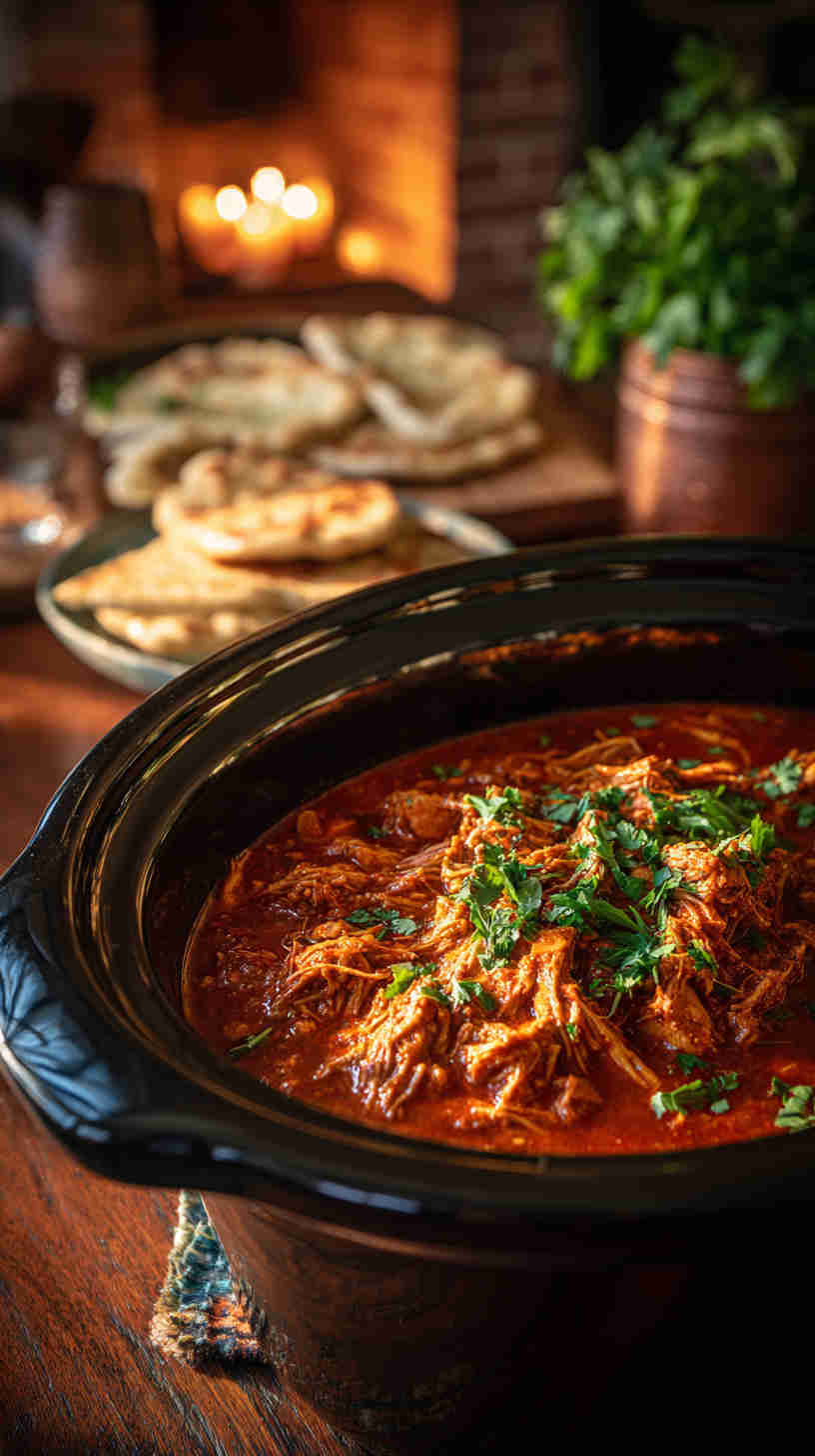 Slow Cooker Pulled Chicken Tikka Masala