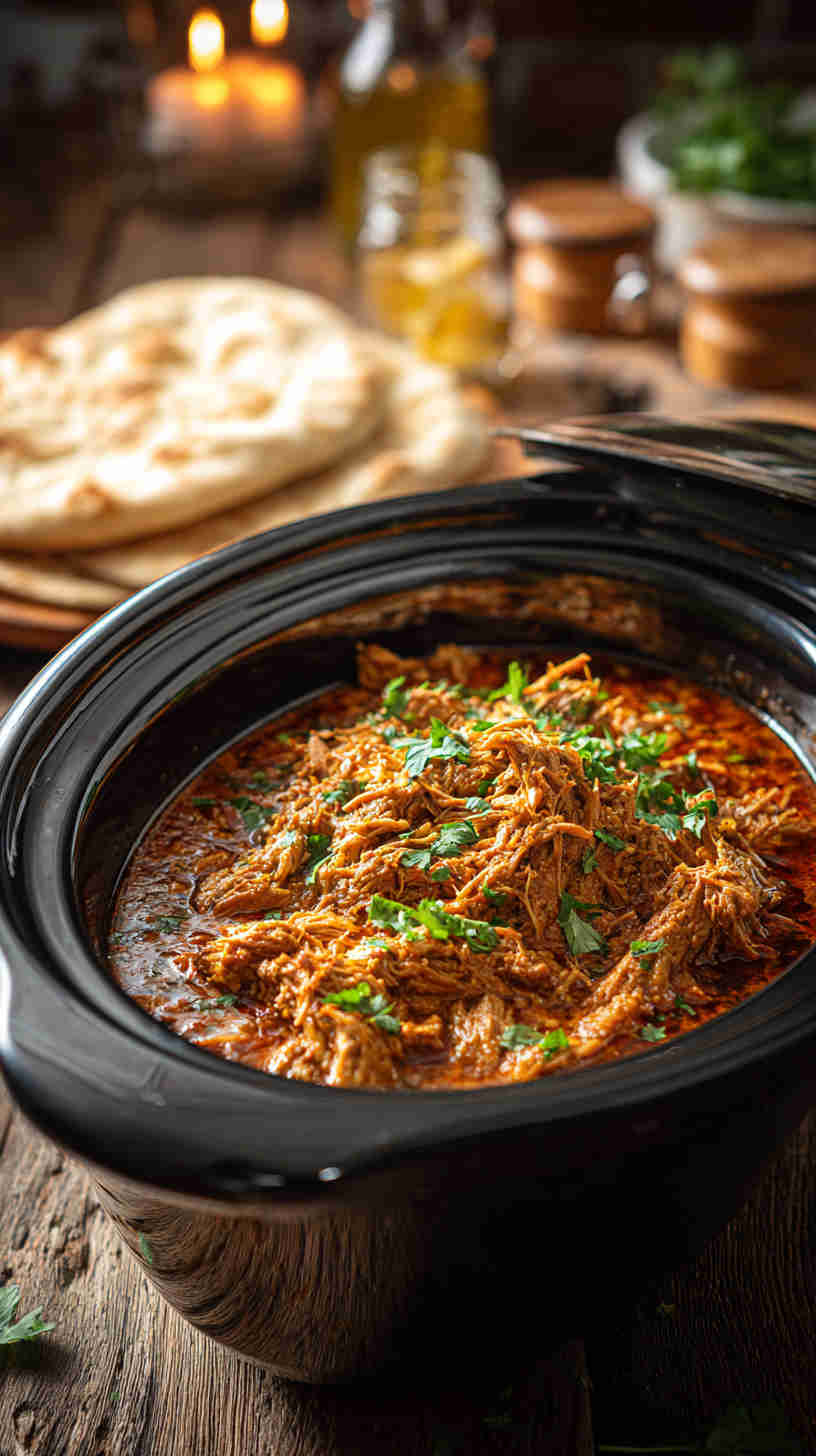 Slow Cooker Pulled Chicken Tikka Masala