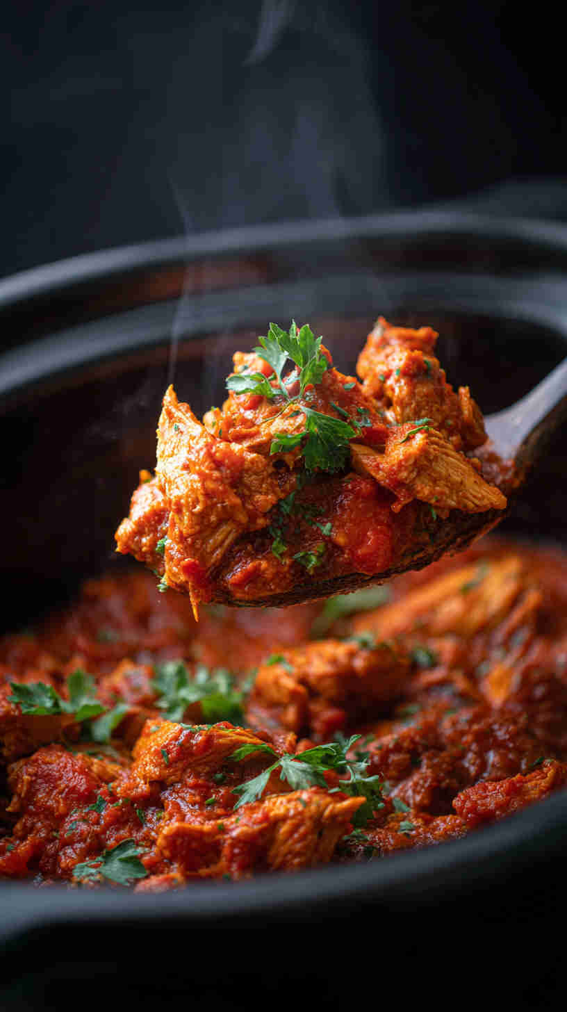Slow Cooker Pulled Chicken Tikka Masala