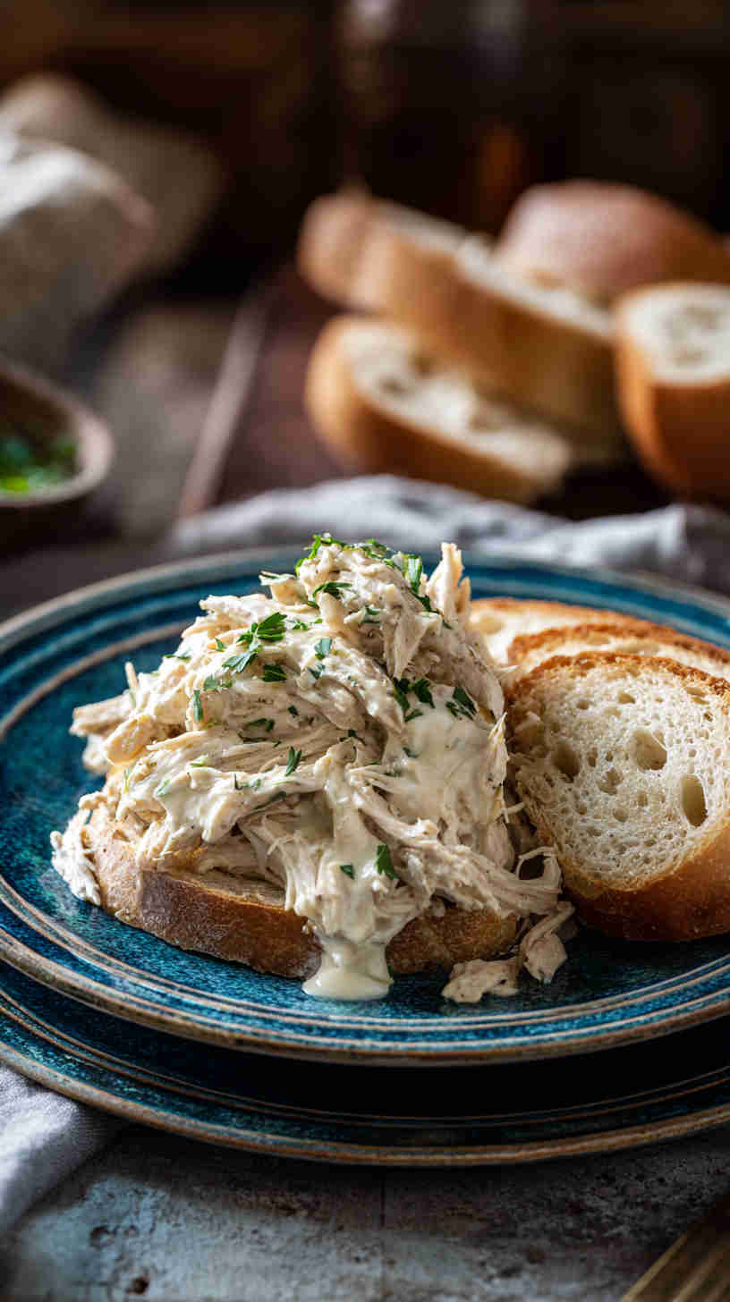 Slow Cooker Pulled Chicken with Creamy Ranch Sauce