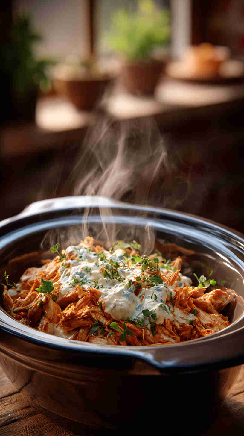 Slow Cooker Pulled Chicken with Creamy Ranch Sauce