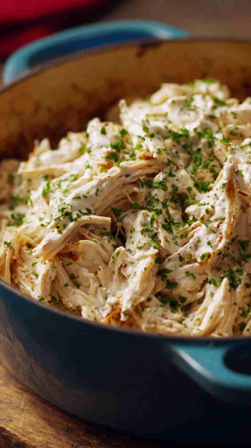 Slow Cooker Pulled Chicken with Creamy Ranch Sauce