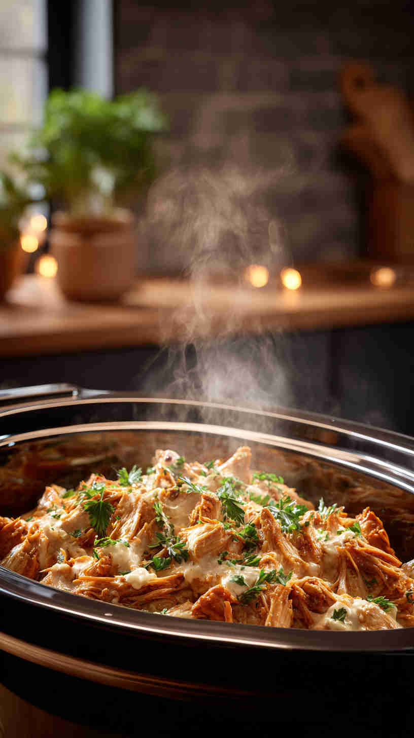 Slow Cooker Pulled Chicken with Creamy Ranch Sauce