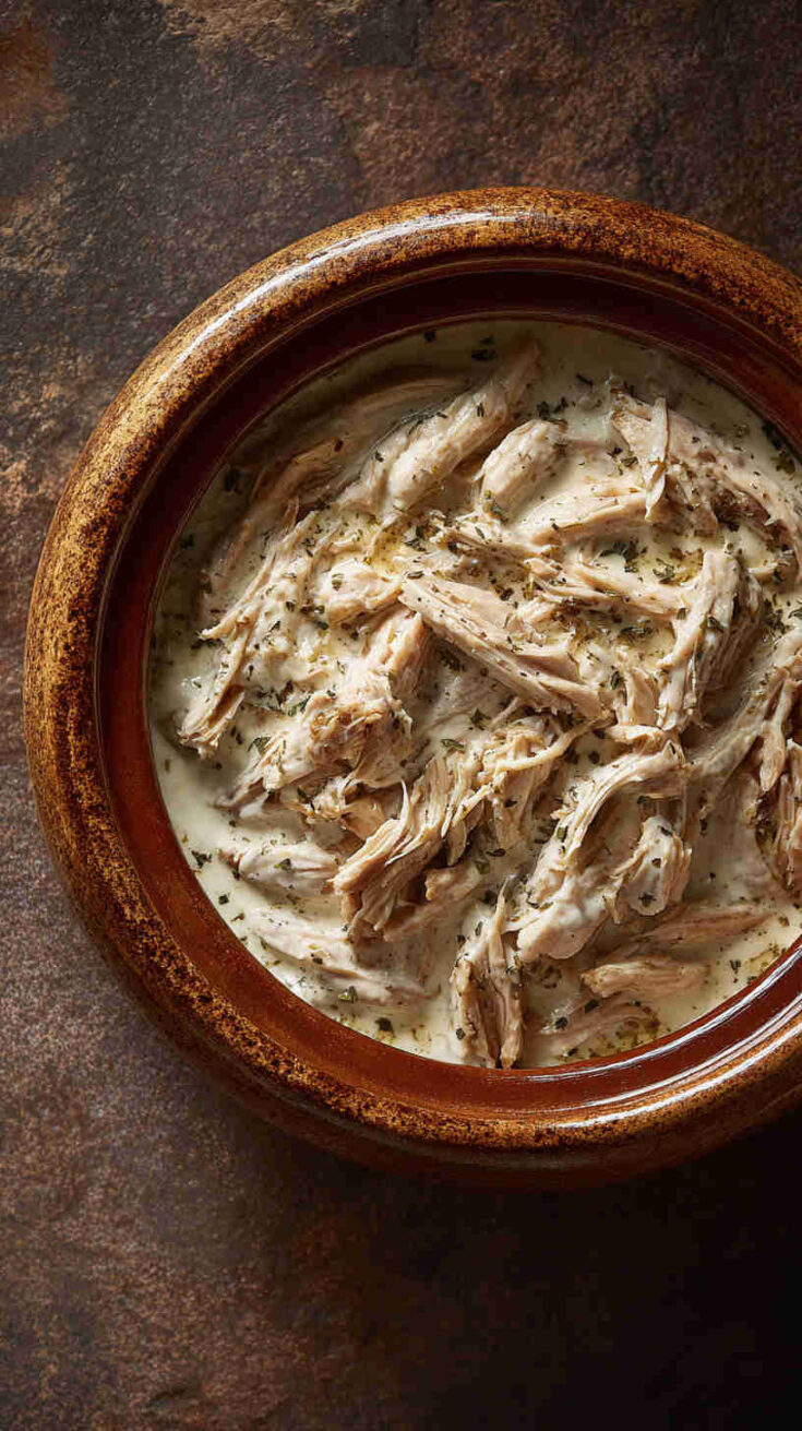 Slow Cooker Pulled Chicken with Creamy Ranch Sauce