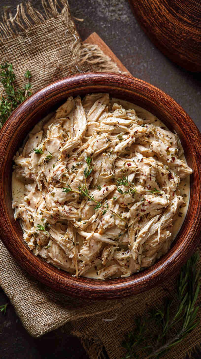 Slow Cooker Pulled Chicken with Creamy Ranch Sauce