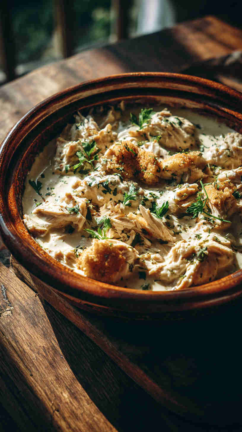 Slow Cooker Pulled Chicken with Creamy Ranch Sauce