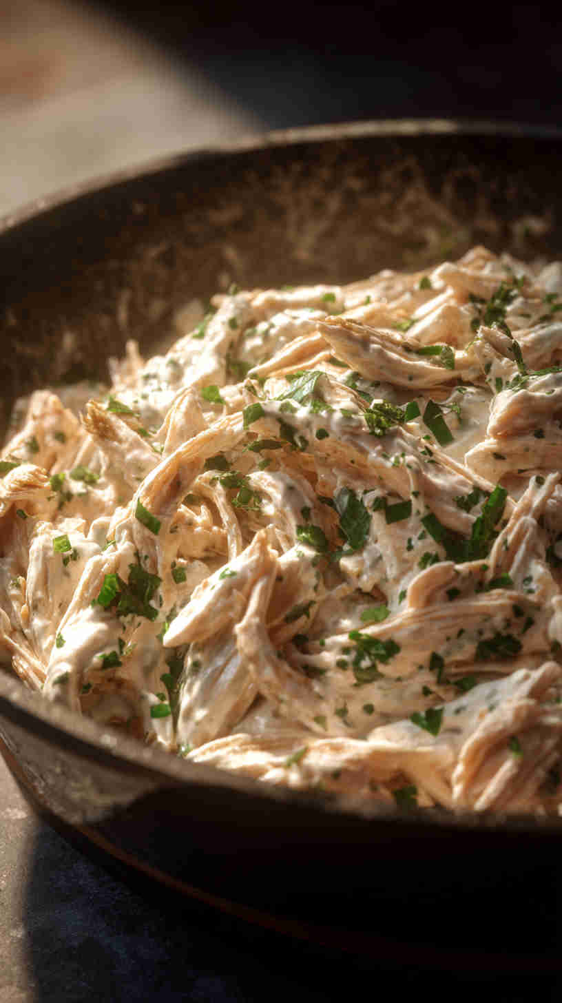Slow Cooker Pulled Chicken with Creamy Ranch Sauce