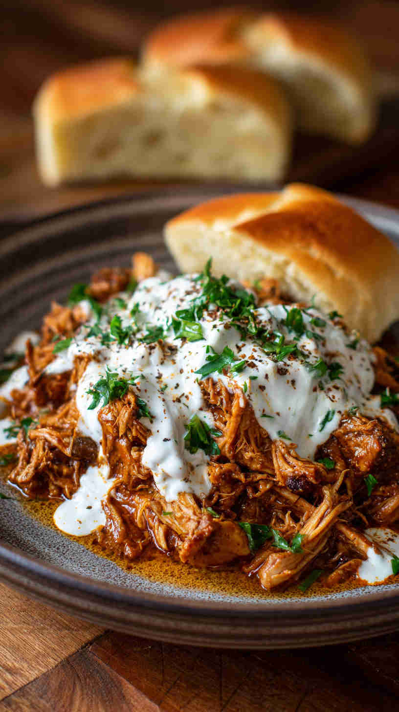 Slow Cooker Pulled Chicken with Creamy Ranch Sauce