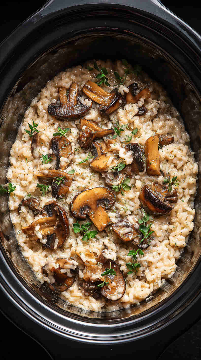 Slow Cooker Risotto with Mushrooms and Parmesan