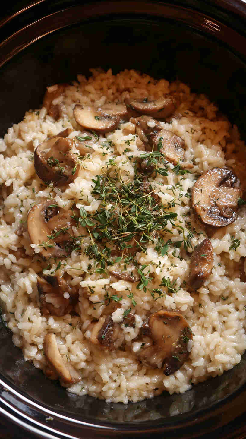 Slow Cooker Risotto with Mushrooms and Parmesan