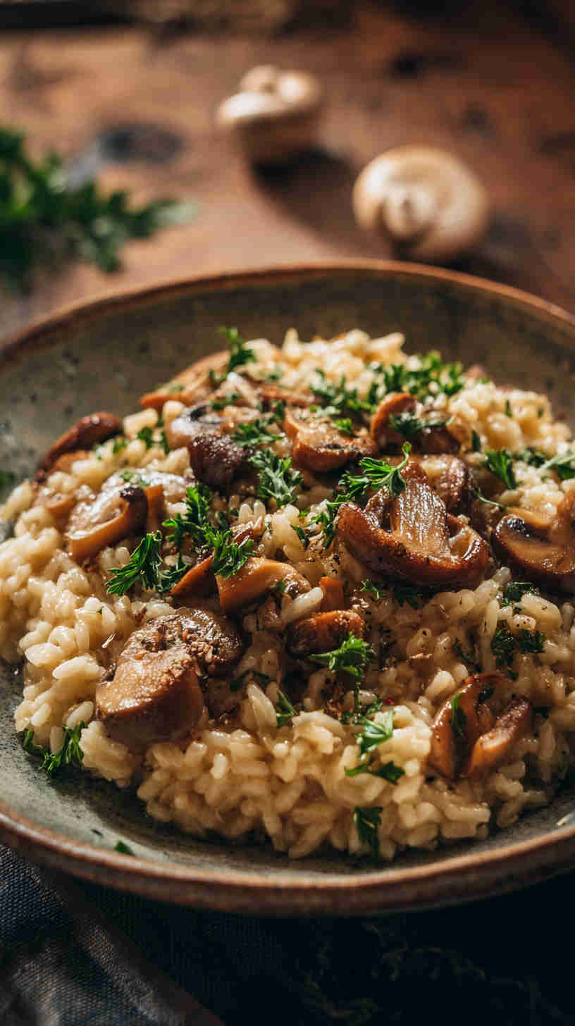 Slow Cooker Risotto with Mushrooms and Parmesan