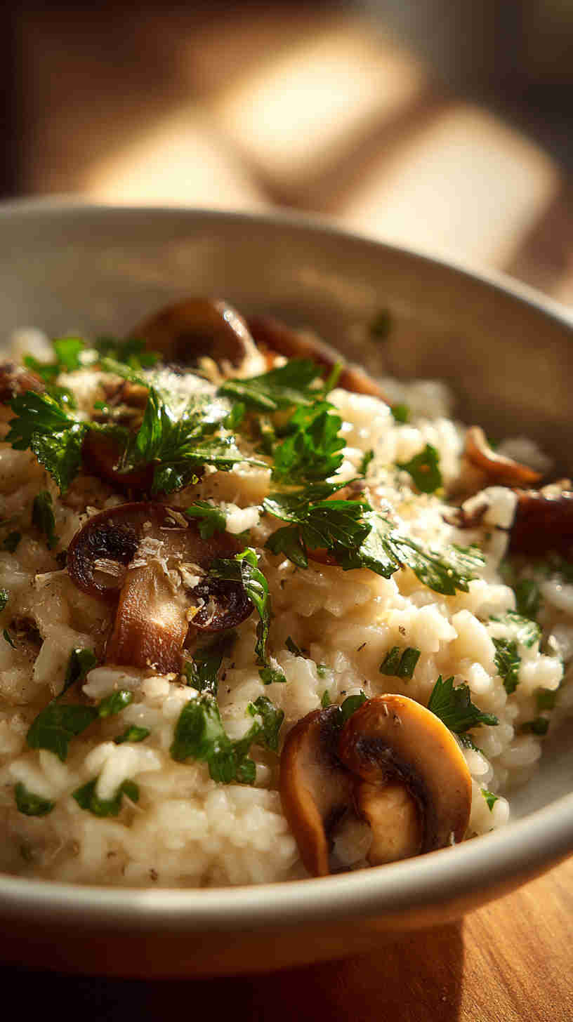 Slow Cooker Risotto with Mushrooms and Parmesan