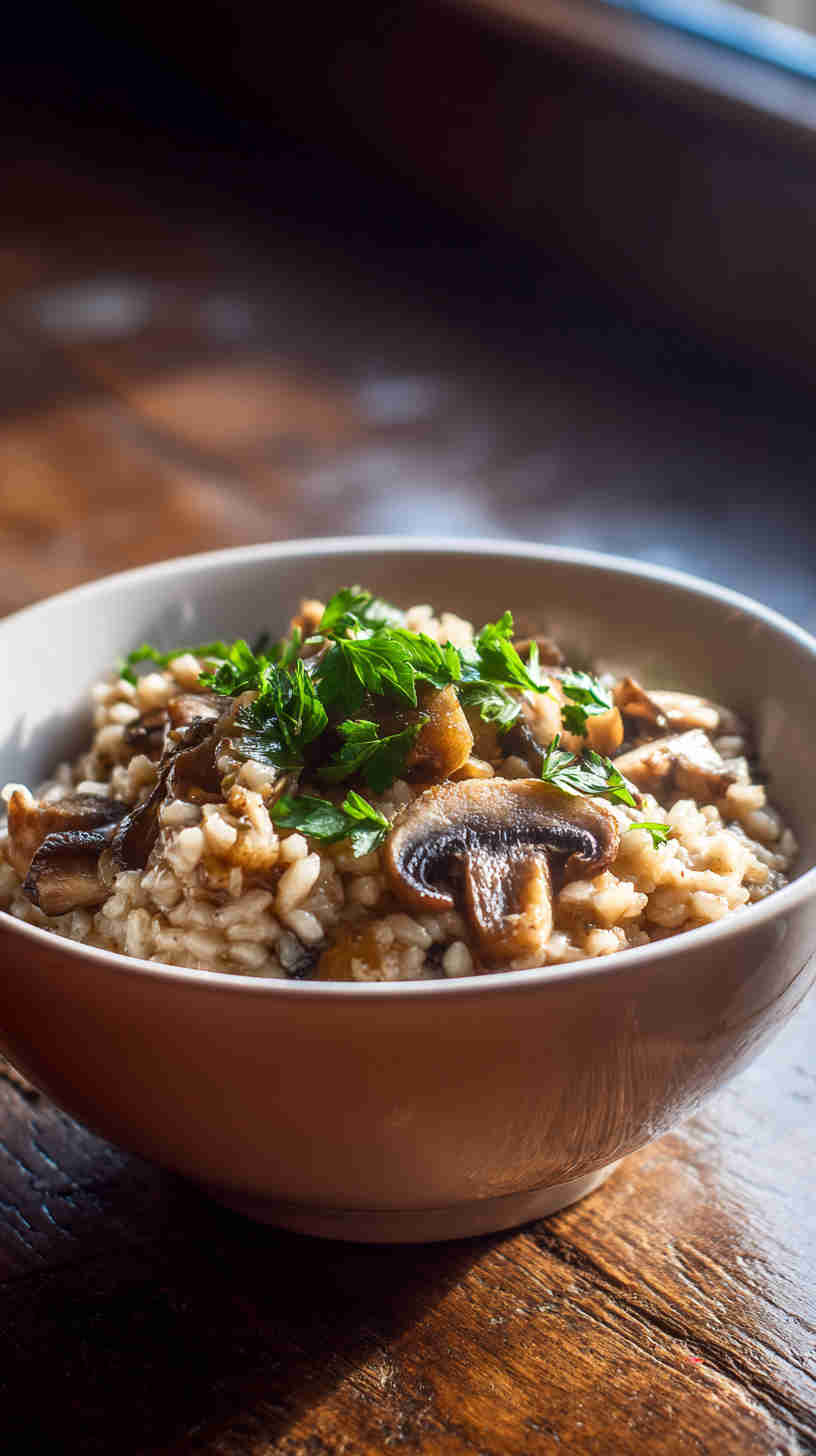 Slow Cooker Risotto with Mushrooms and Parmesan
