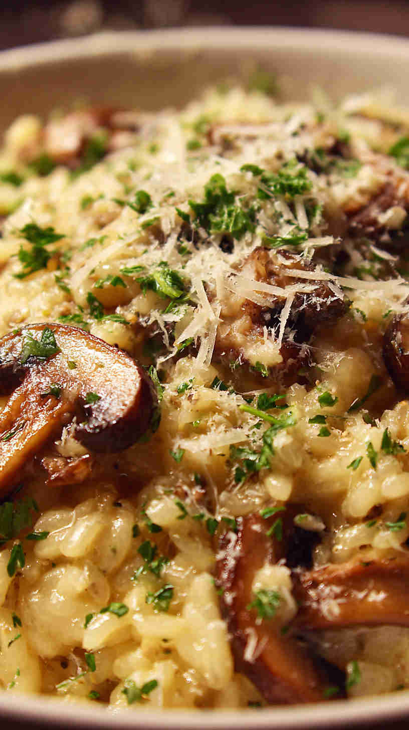 Slow Cooker Risotto with Mushrooms and Parmesan