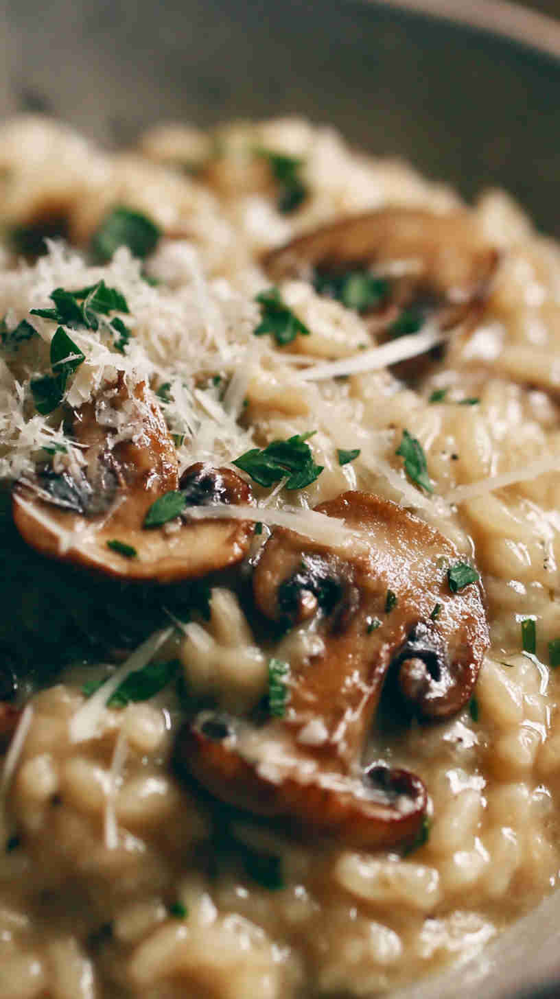 Slow Cooker Risotto with Mushrooms and Parmesan