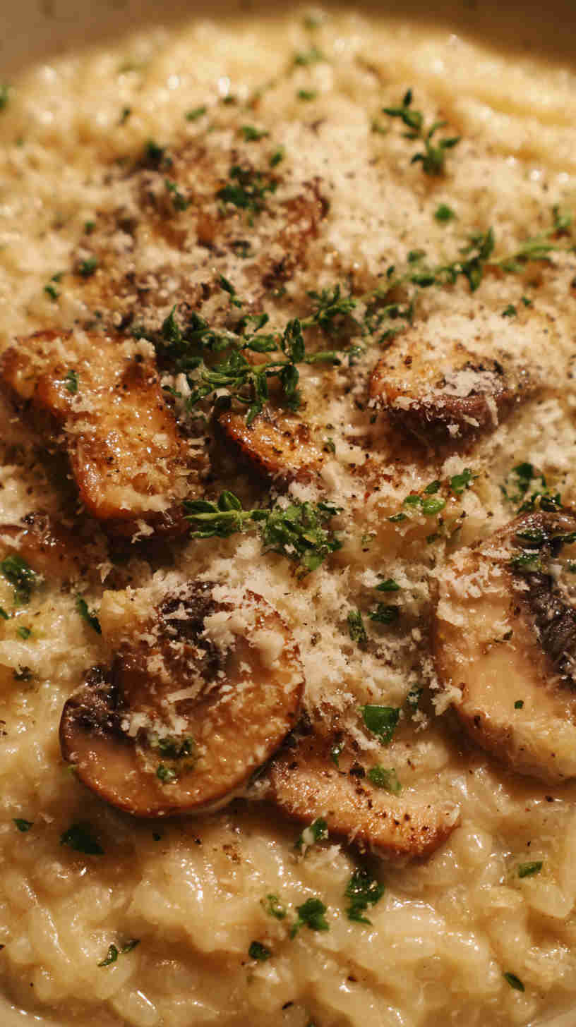 Slow Cooker Risotto with Mushrooms and Parmesan
