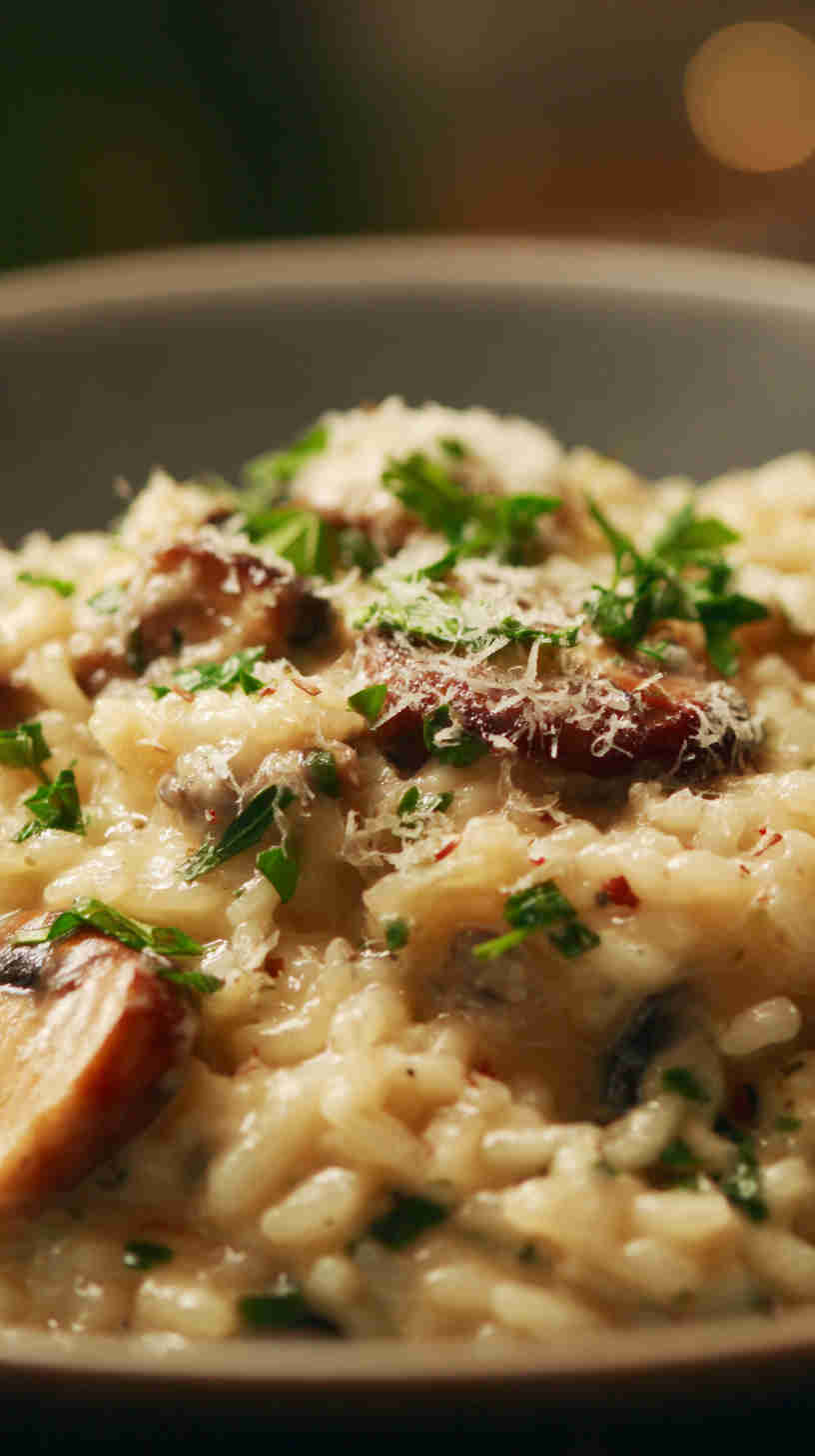 Slow Cooker Risotto with Mushrooms and Parmesan