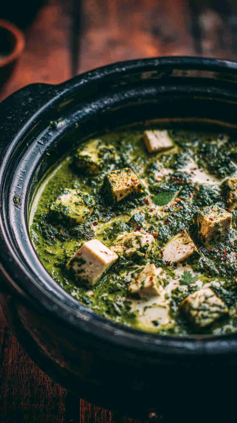 Slow Cooker Saag Paneer (Spinach and Paneer Curry)
