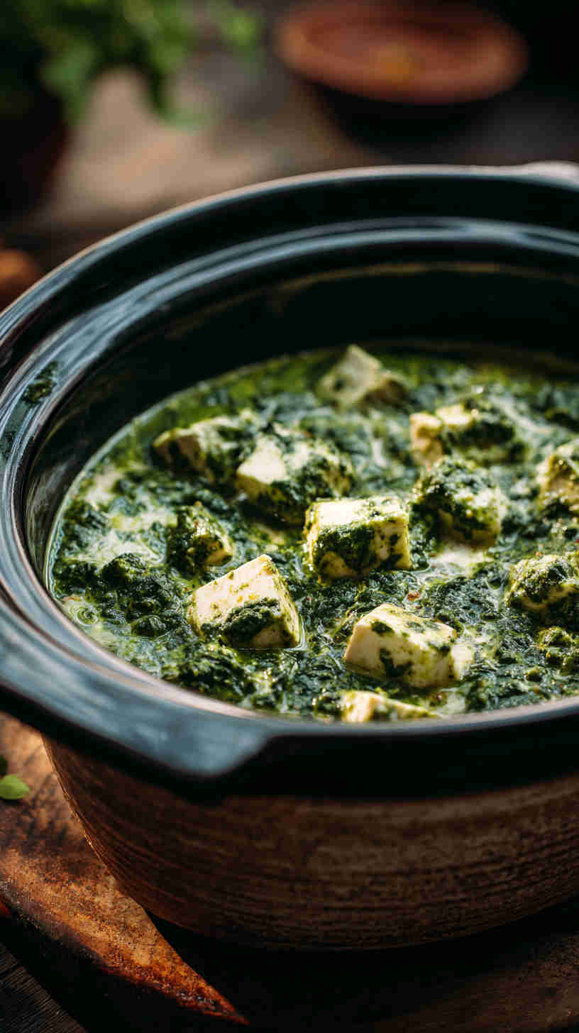 Slow Cooker Saag Paneer (Spinach and Paneer Curry)