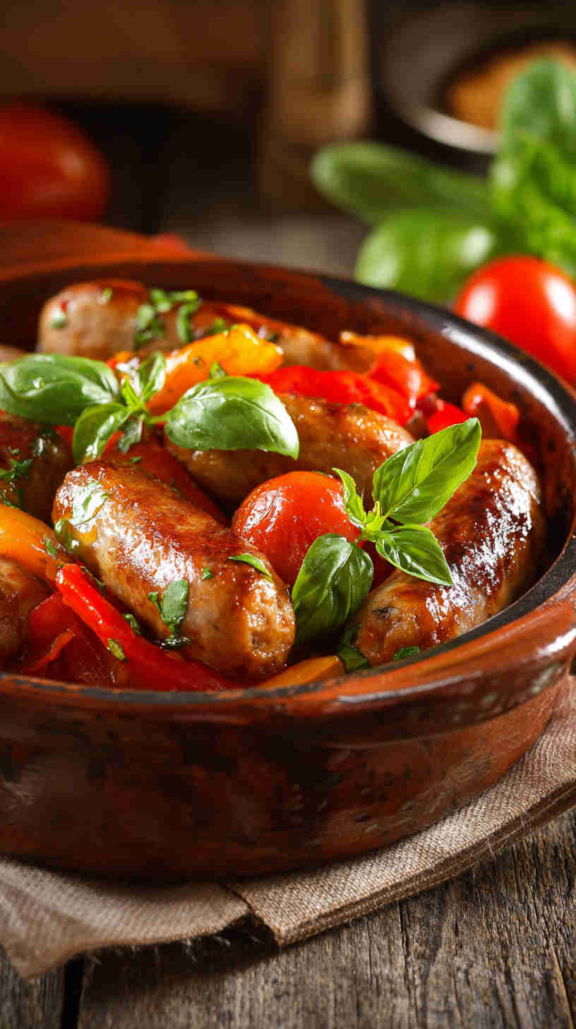 Slow Cooker Sausage and Peppers in Tomato Sauce