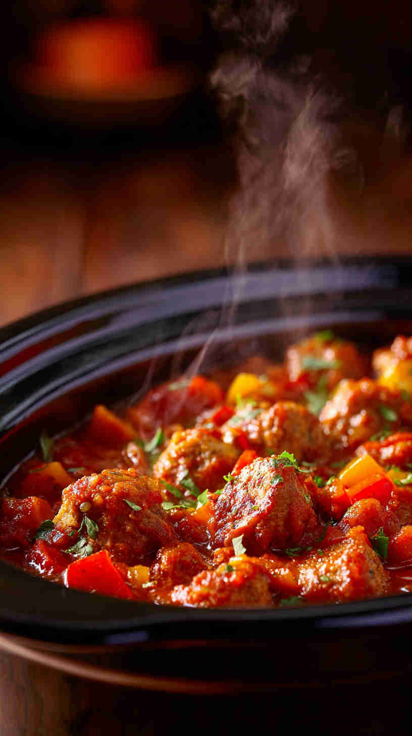 Slow Cooker Sausage and Peppers in Tomato Sauce