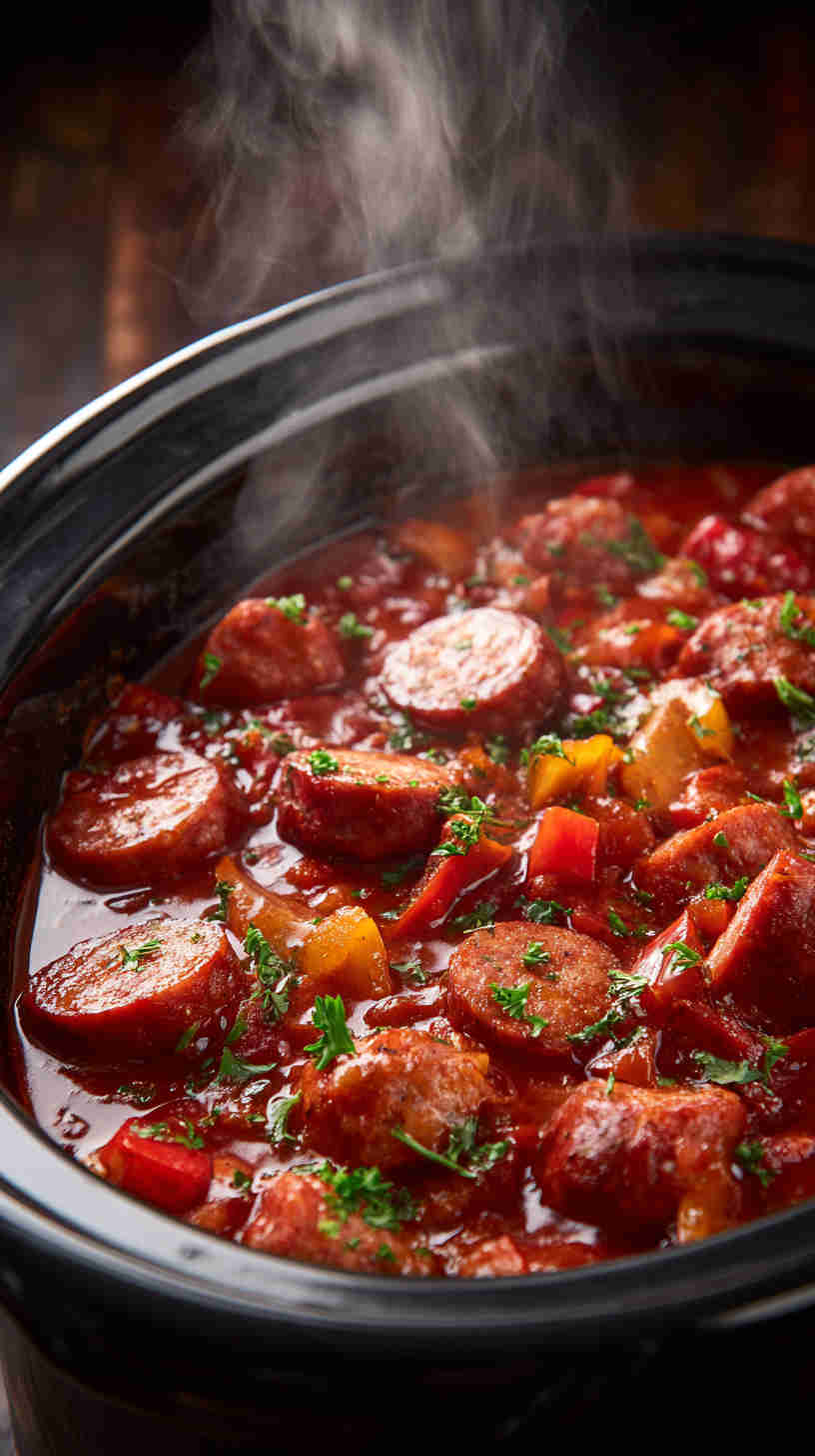 Slow Cooker Sausage and Peppers in Tomato Sauce