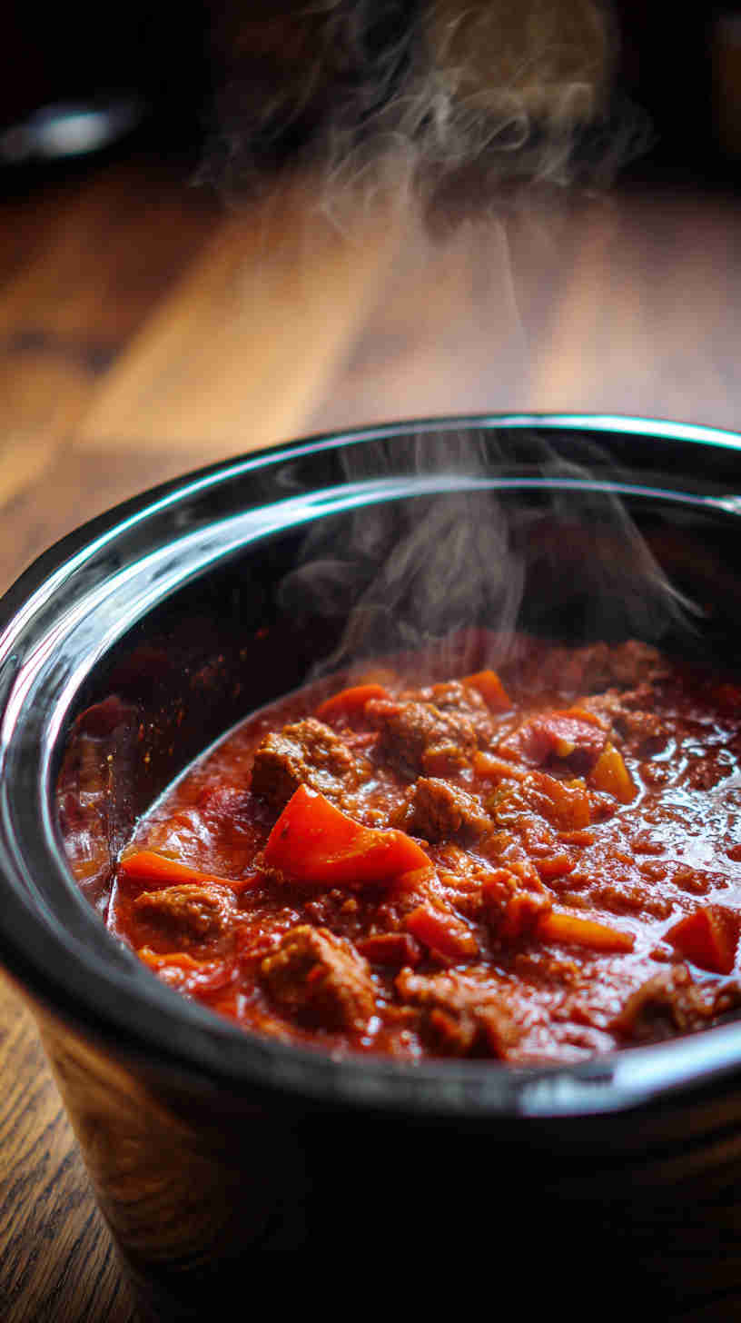 Slow Cooker Sausage and Peppers in Tomato Sauce