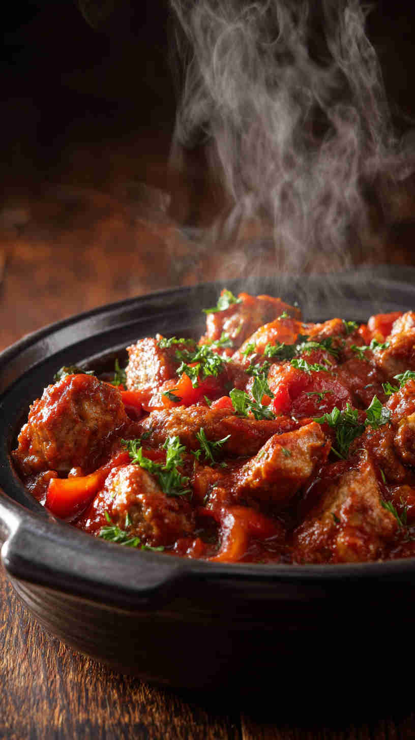 Slow Cooker Sausage and Peppers in Tomato Sauce
