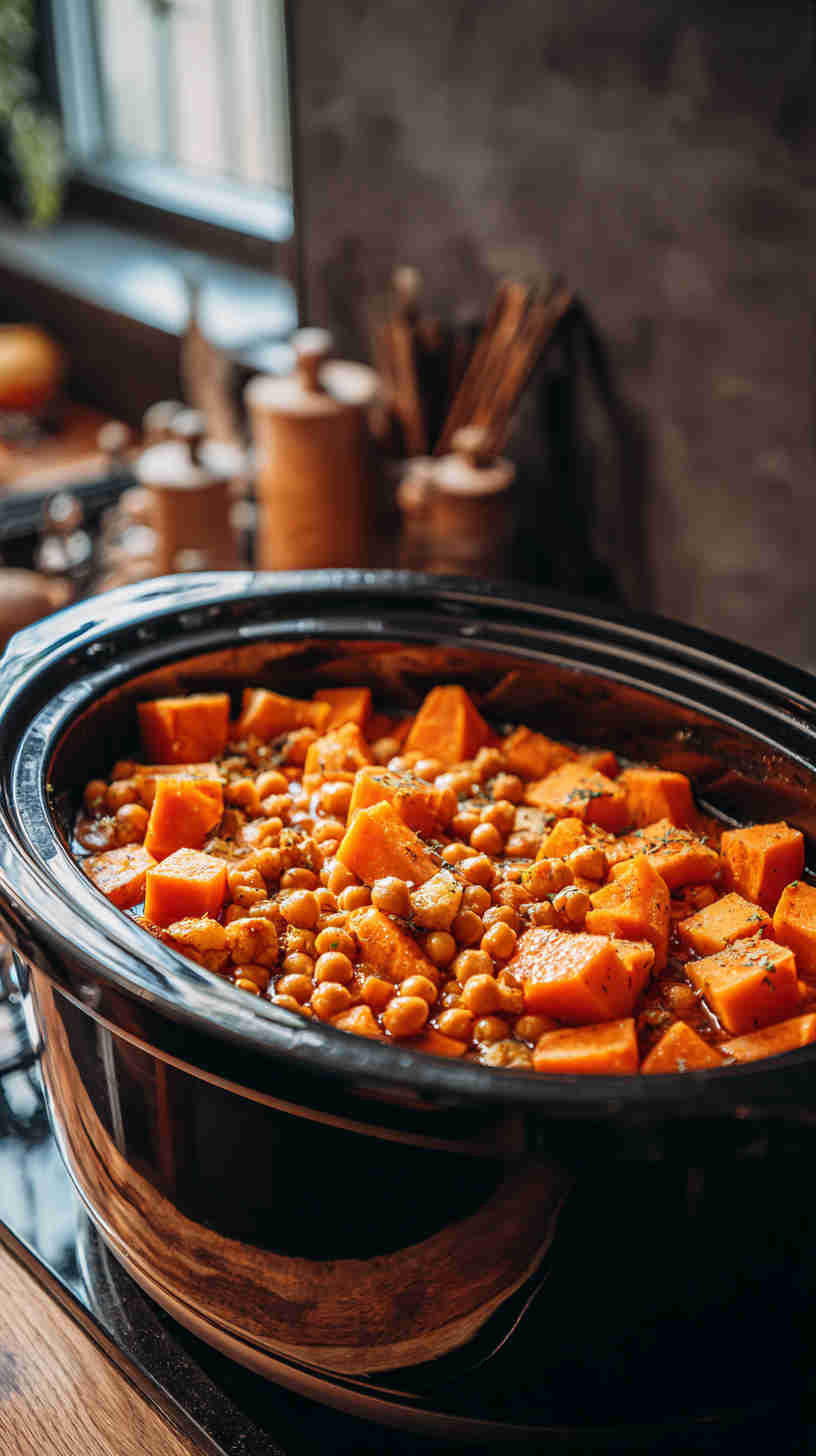 Slow Cooker Sweet Potato Chickpea Stew