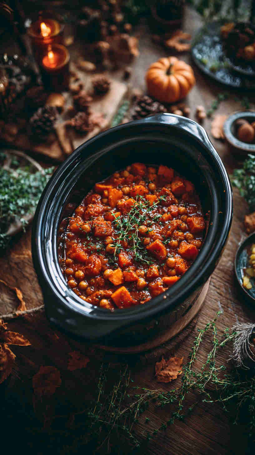 Slow Cooker Sweet Potato Chickpea Stew