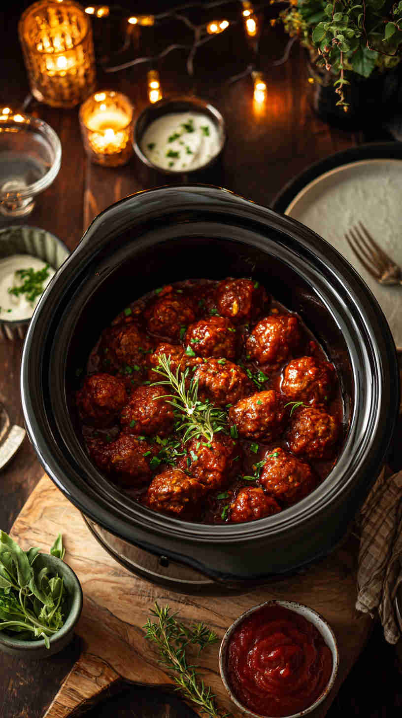 Slow Cooker Sweet and Spicy Party Meatballs
