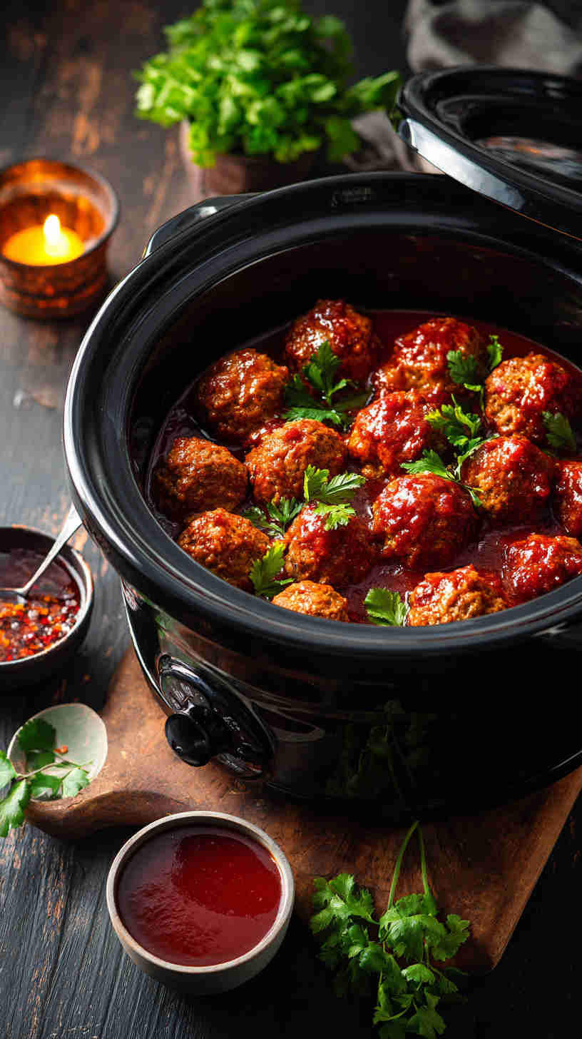 Slow Cooker Sweet and Spicy Party Meatballs