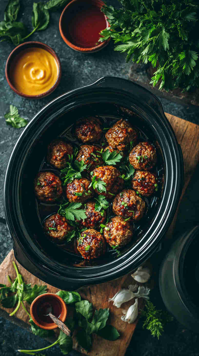 Slow Cooker Sweet and Spicy Party Meatballs