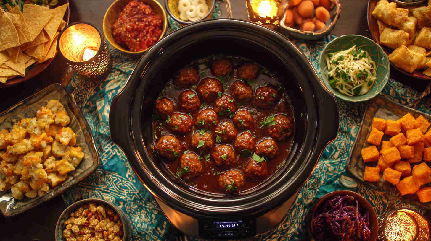Slow Cooker Sweet and Spicy Party Meatballs