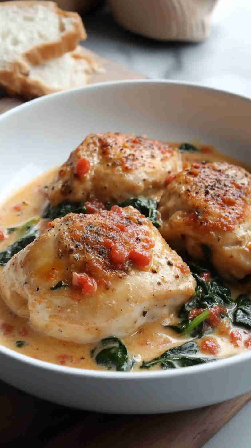 Slow Cooker Tuscan Chicken with Spinach