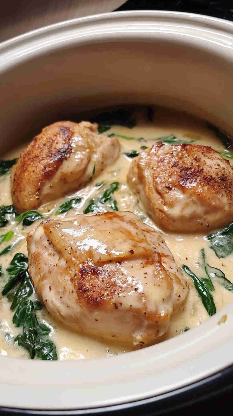 Slow Cooker Tuscan Chicken with Spinach