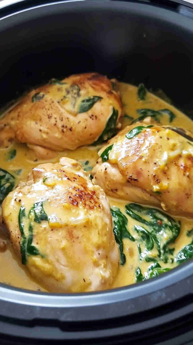 Slow Cooker Tuscan Chicken with Spinach