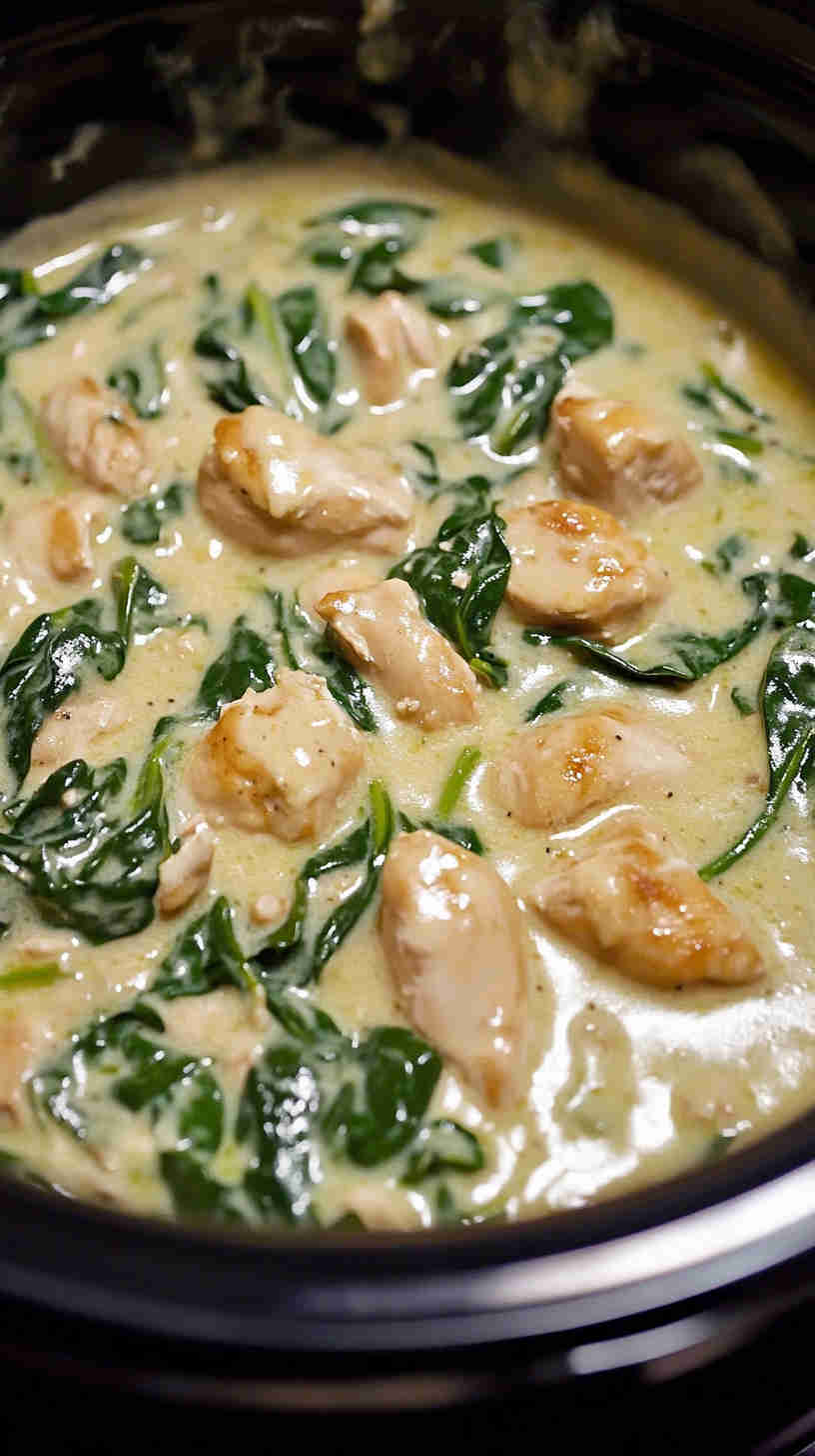 Slow Cooker Tuscan Chicken with Spinach