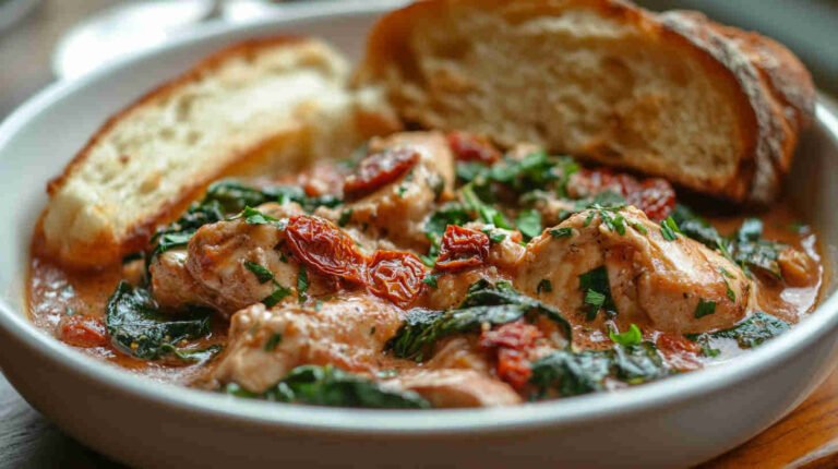 Slow Cooker Tuscan Chicken with Spinach