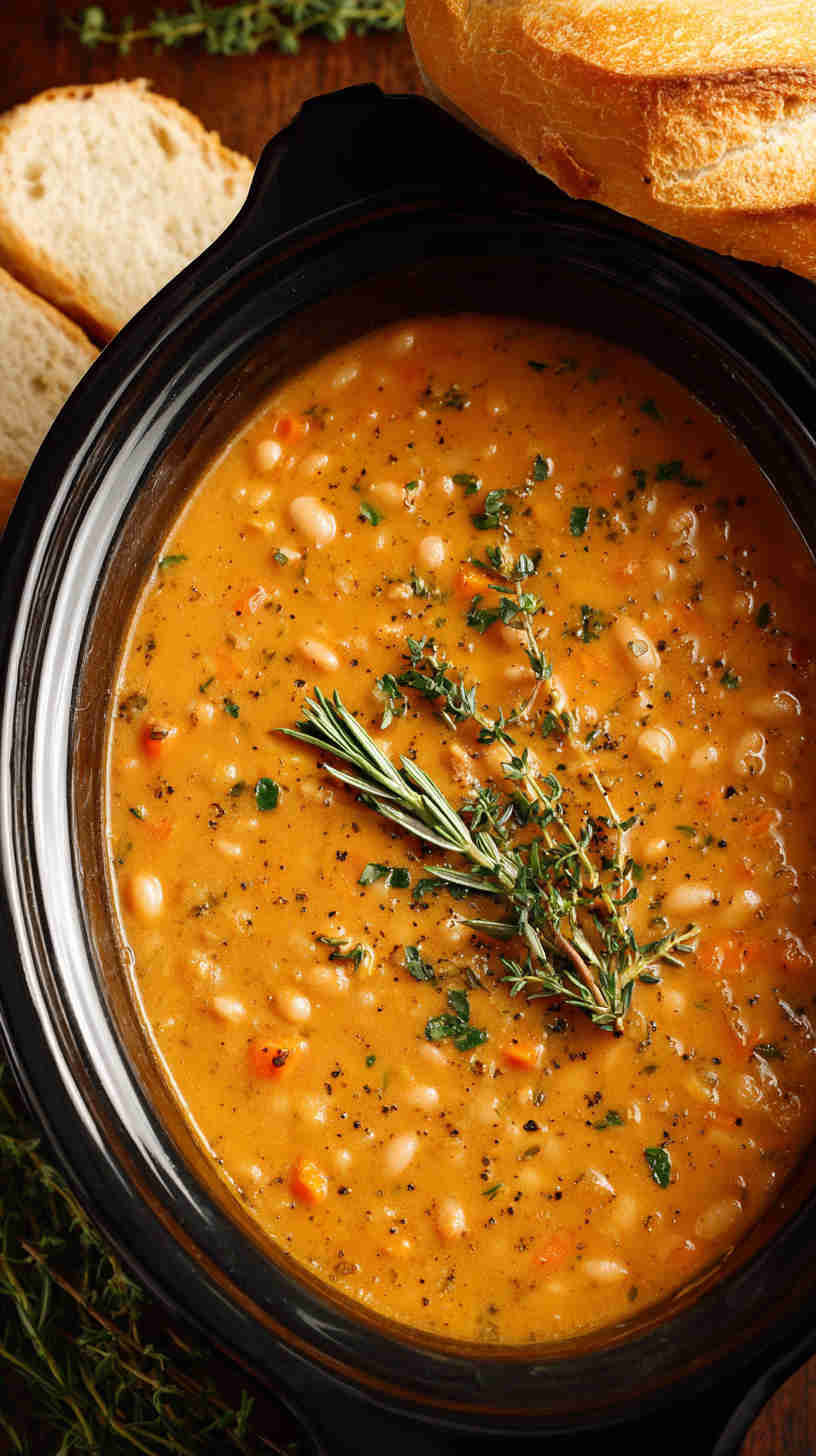 Slow Cooker Tuscan White Bean Soup
