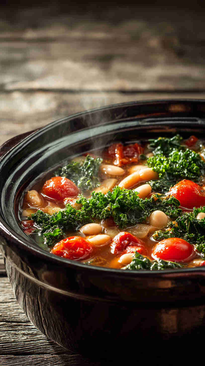 Slow Cooker Tuscan White Bean Soup