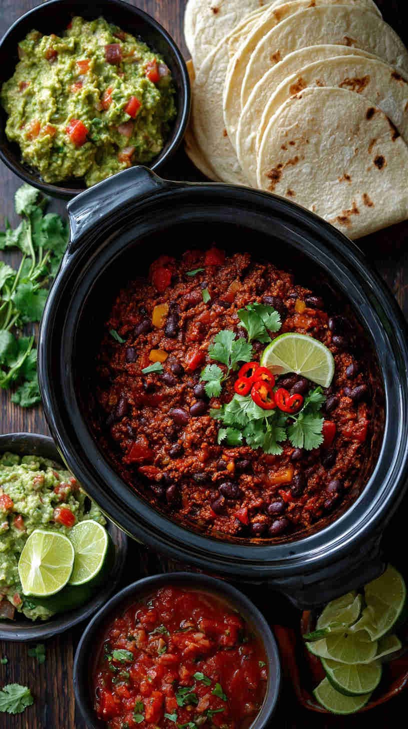 Slow Cooker Veggie Taco Filling with Peppers and Corn