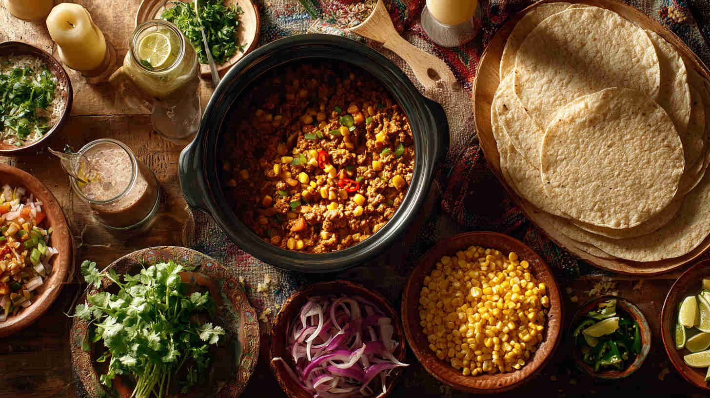 Slow Cooker Veggie Taco Filling with Peppers and Corn