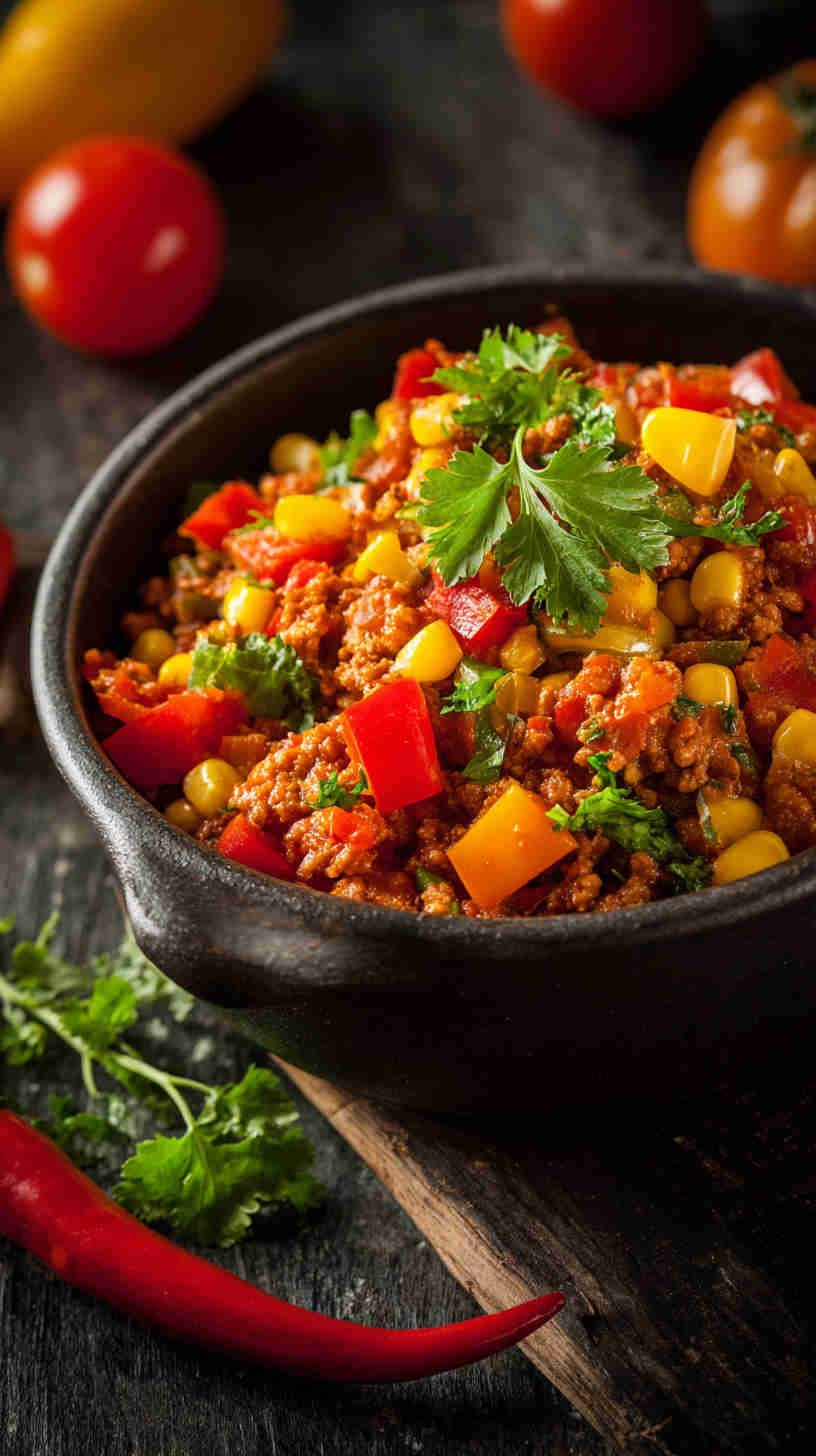 Slow Cooker Veggie Taco Filling with Peppers and Corn
