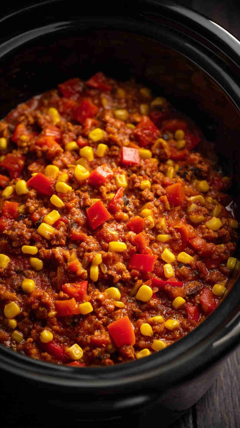 Slow Cooker Veggie Taco Filling with Peppers and Corn