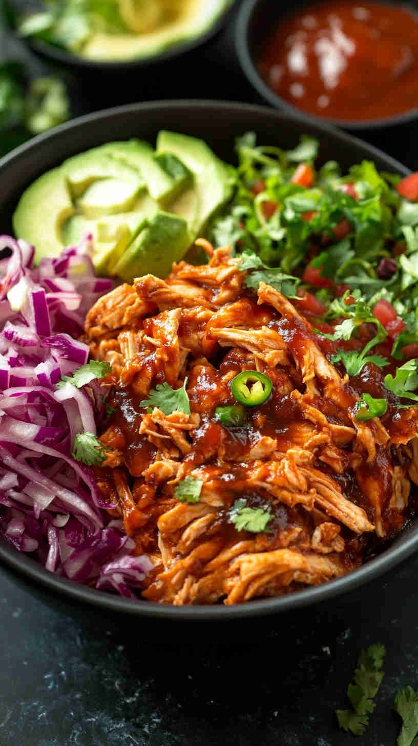 Spicy BBQ Pulled Chicken Bowls