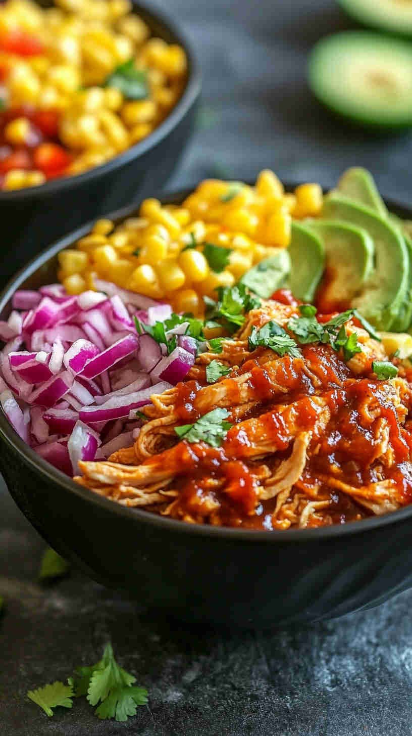 Spicy BBQ Pulled Chicken Bowls