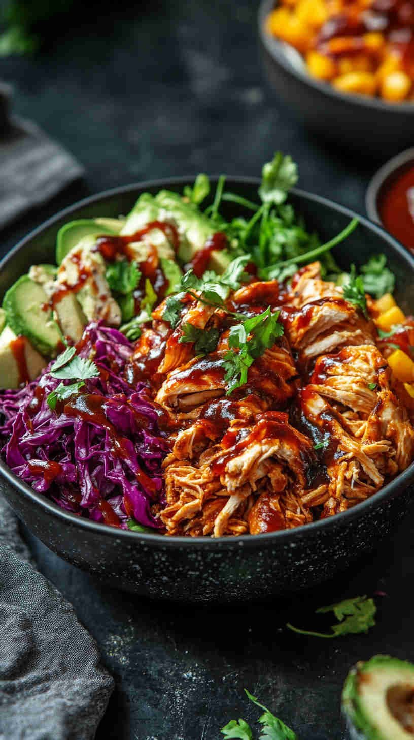 Spicy BBQ Pulled Chicken Bowls